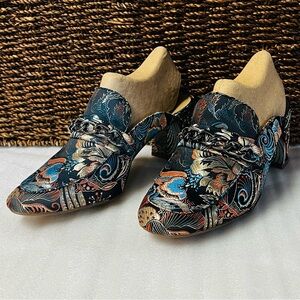 Enzo Angiolini GILIAN Multicolored Brocade Paisley Floral Slide Mule Shoes Sz 8M